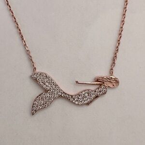 🧜‍♀️Mermaid necklace 925 silver cz 14k rose gold plated
